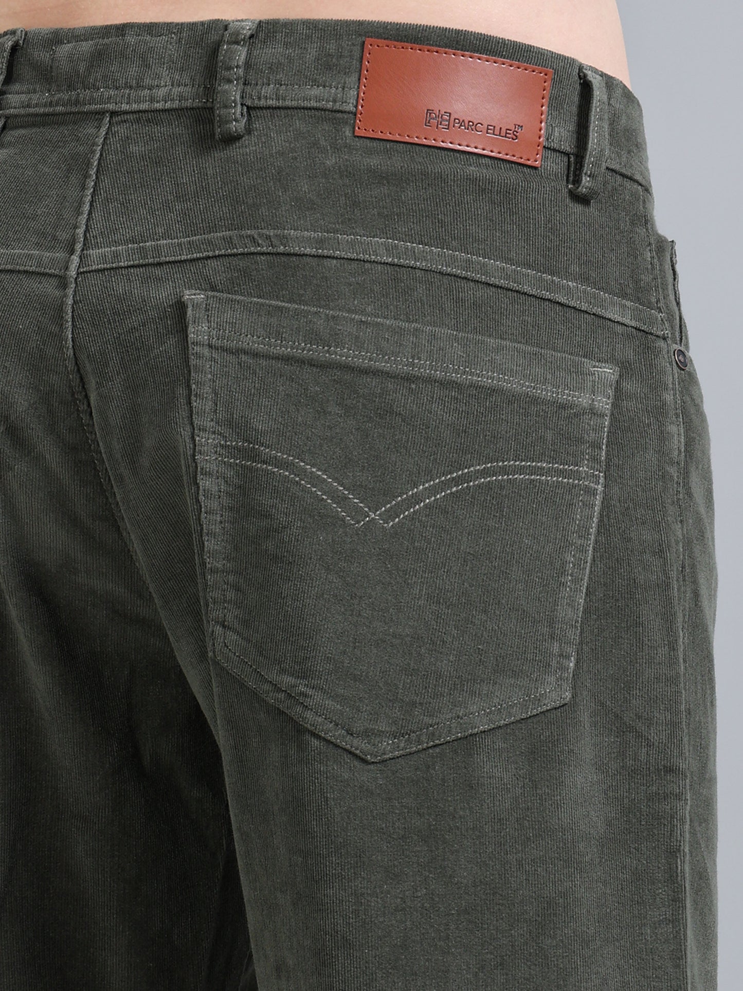 Olive Green Corduroy Trousers For Men