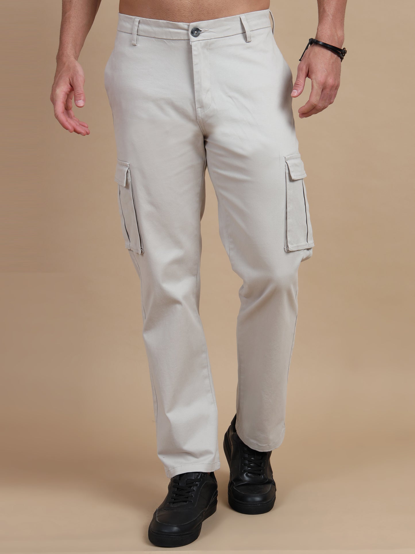 Cream Cargo Pants for Men