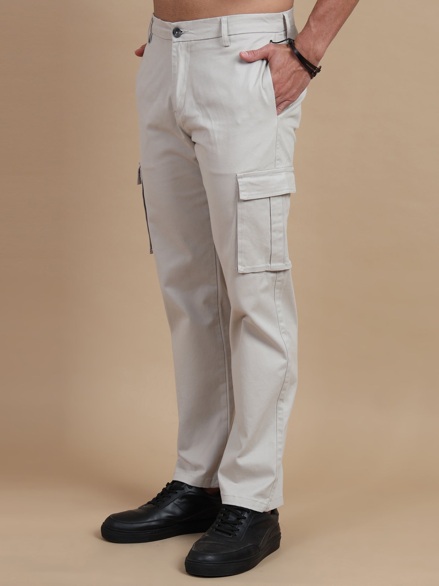 Cream Cargo Pants for Men