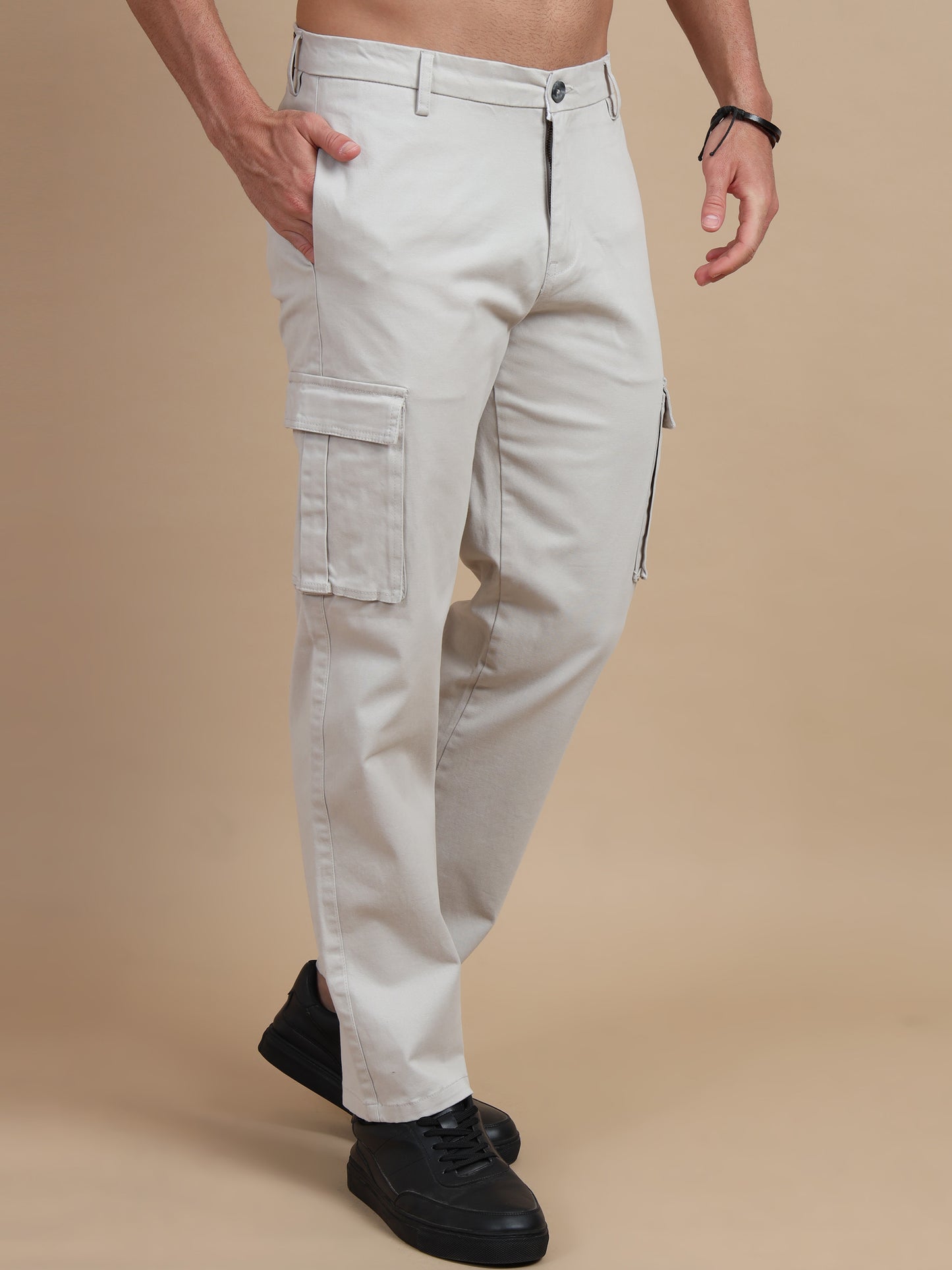 Cream Cargo Pants for Men