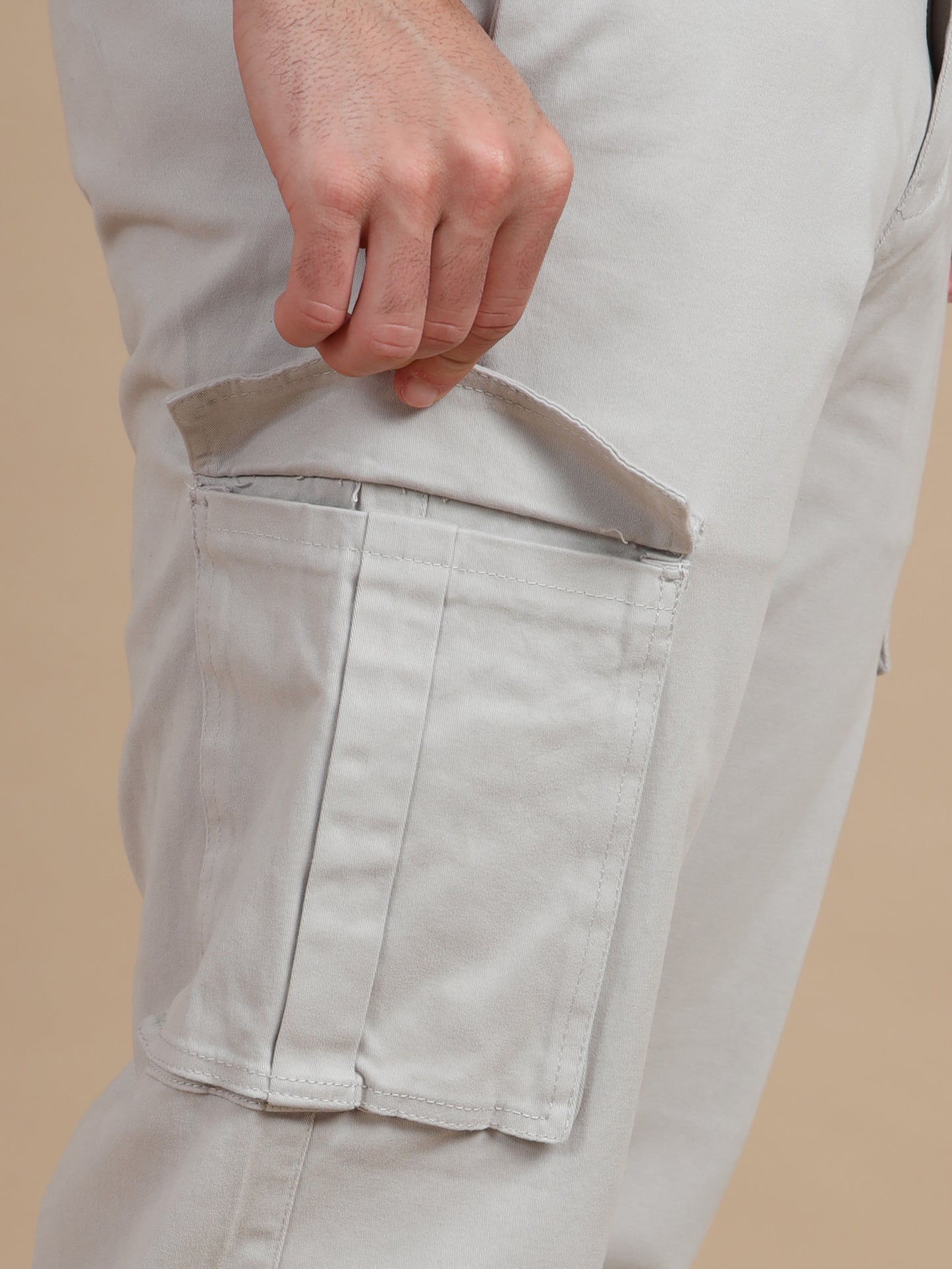 Cream Cargo Pants for Men
