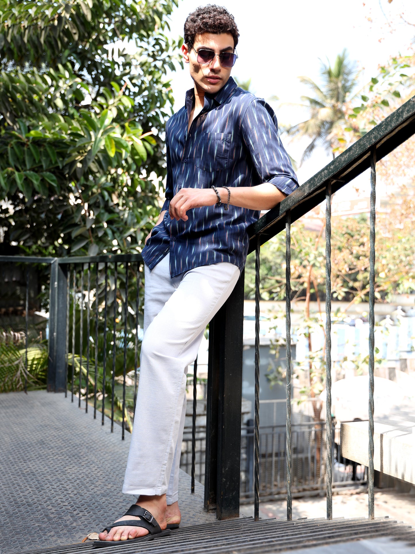 Breeze Linen Light Grey Cotton Pants for Men