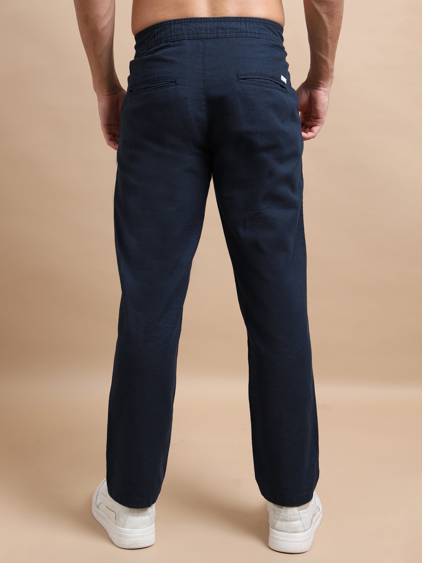 Navy Blue Elite Mens Pleated Trousers