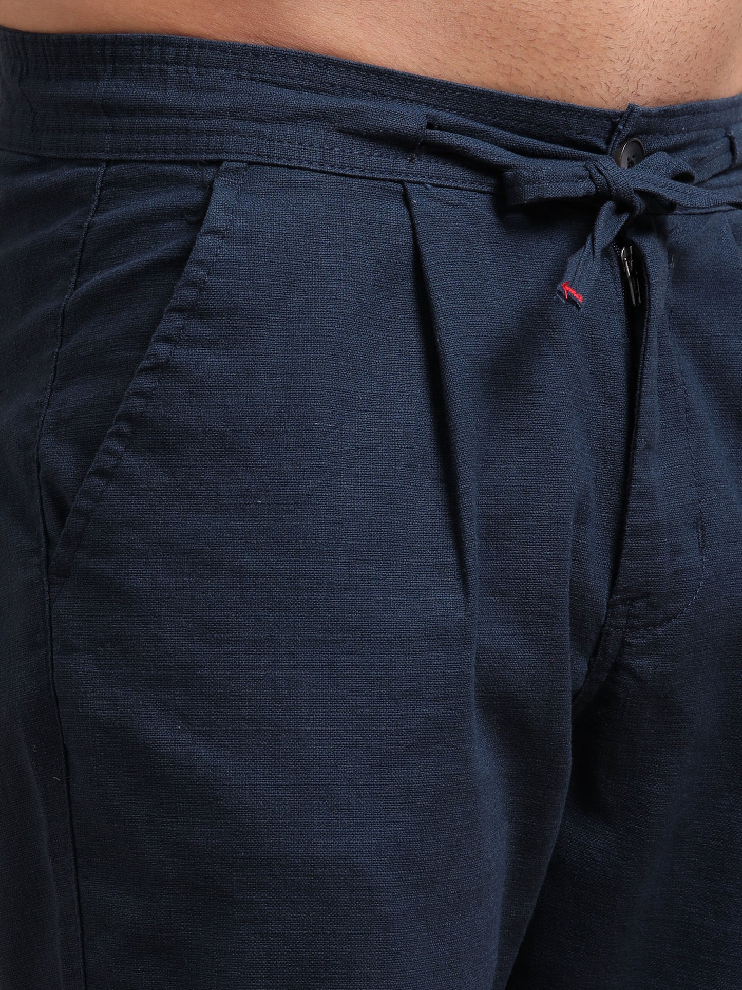 Navy Blue Elite Mens Pleated Trousers