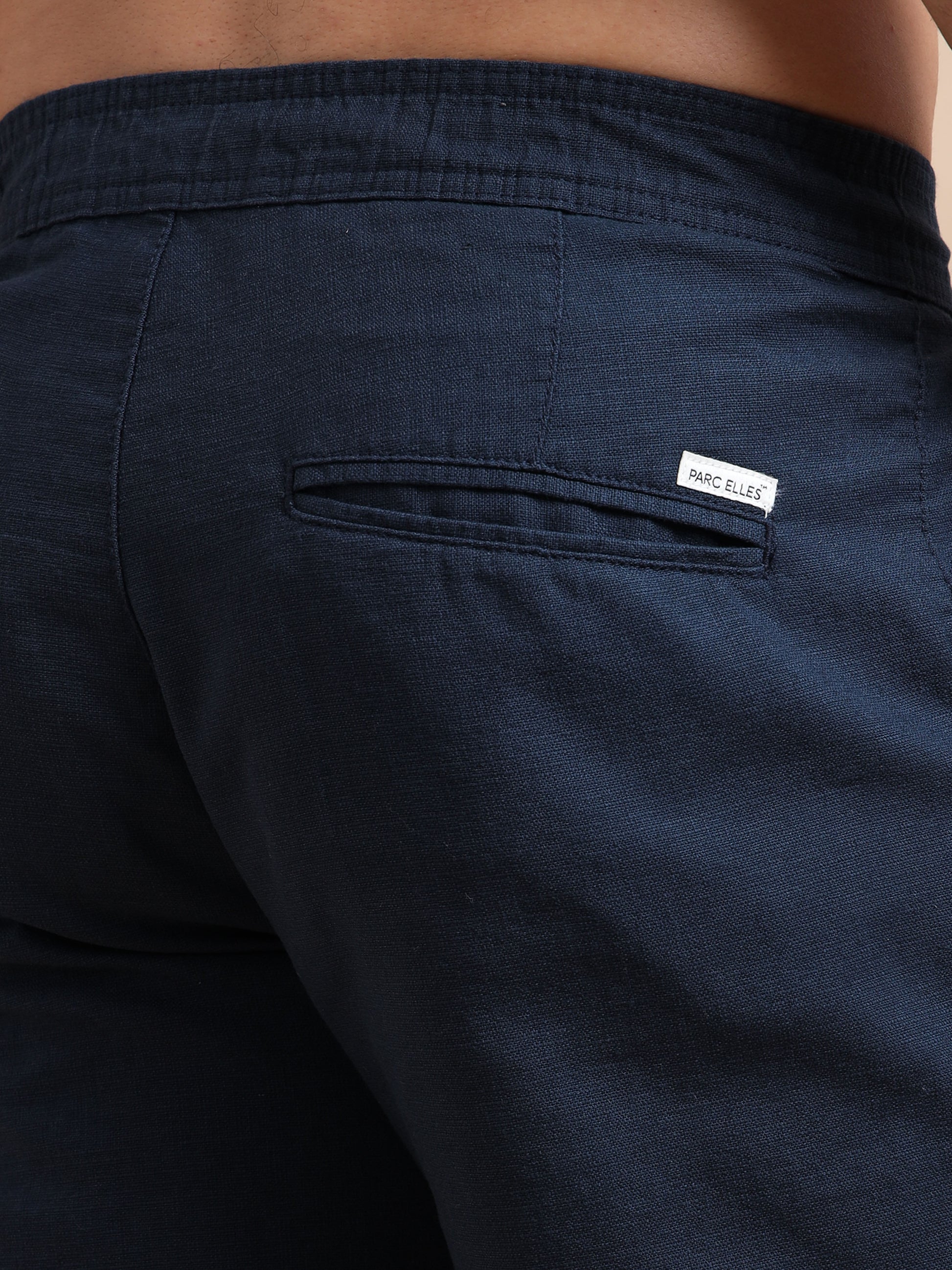 Navy Blue Elite Mens Pleated Trousers