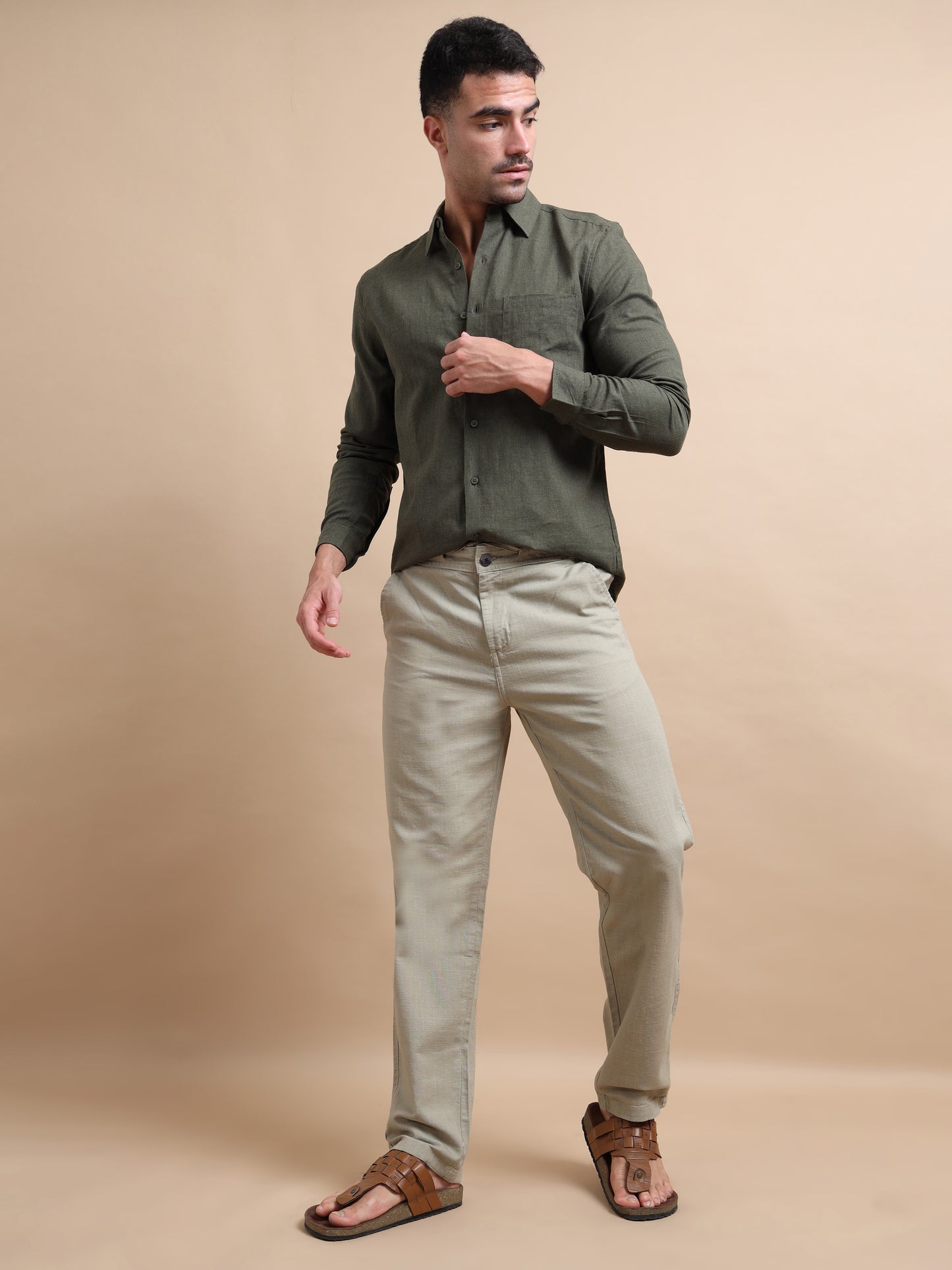 Bronco Cotton Mens Linen Trousers