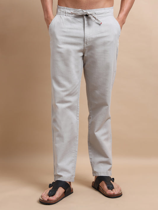 French Grey Mens Cotton Linen Trousers