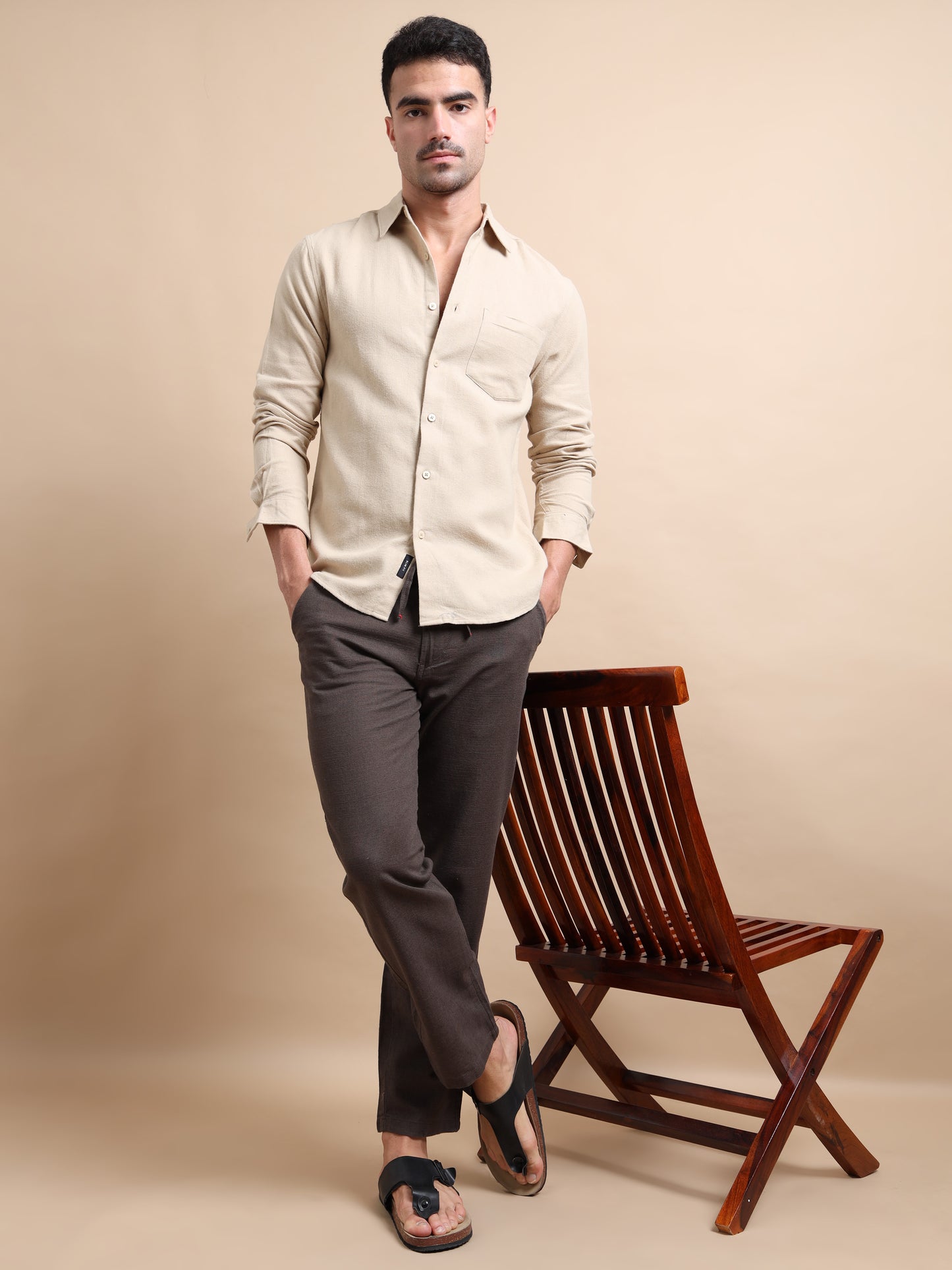 Wenge Linen Cotton Pants For Men