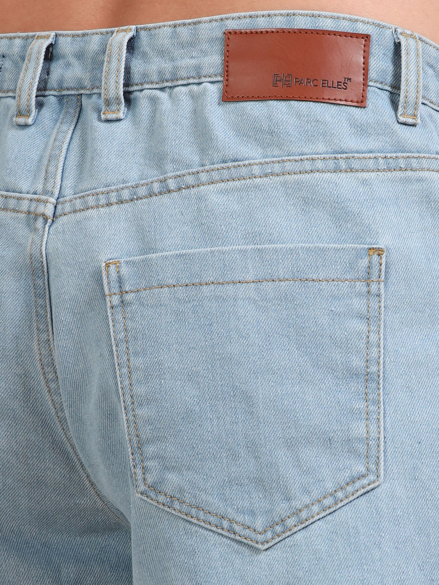 Light Blue 8-Pocket Denim Relaxed Fit Cargo Pants