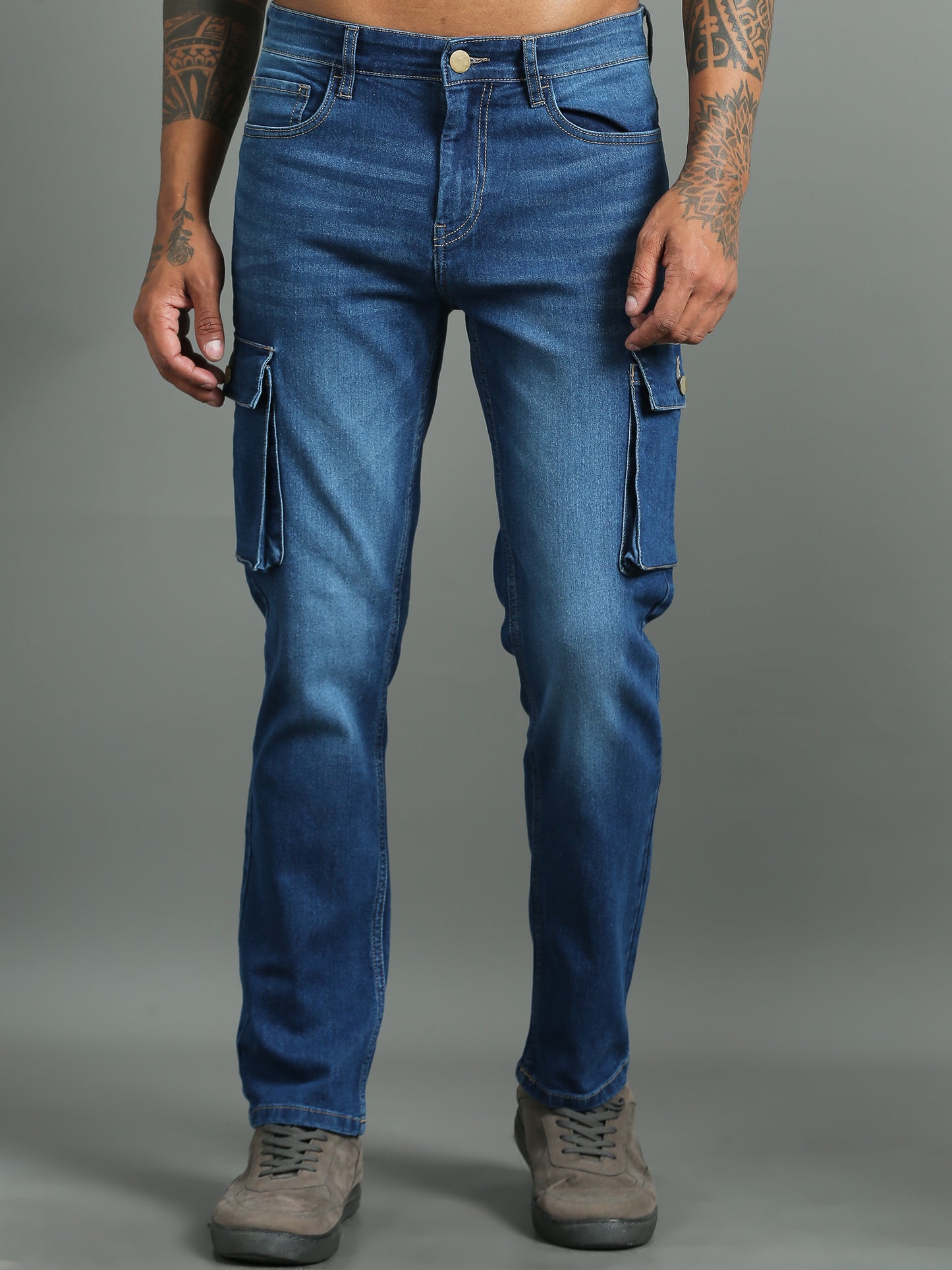 Shadow Light blue cargo jeans for men