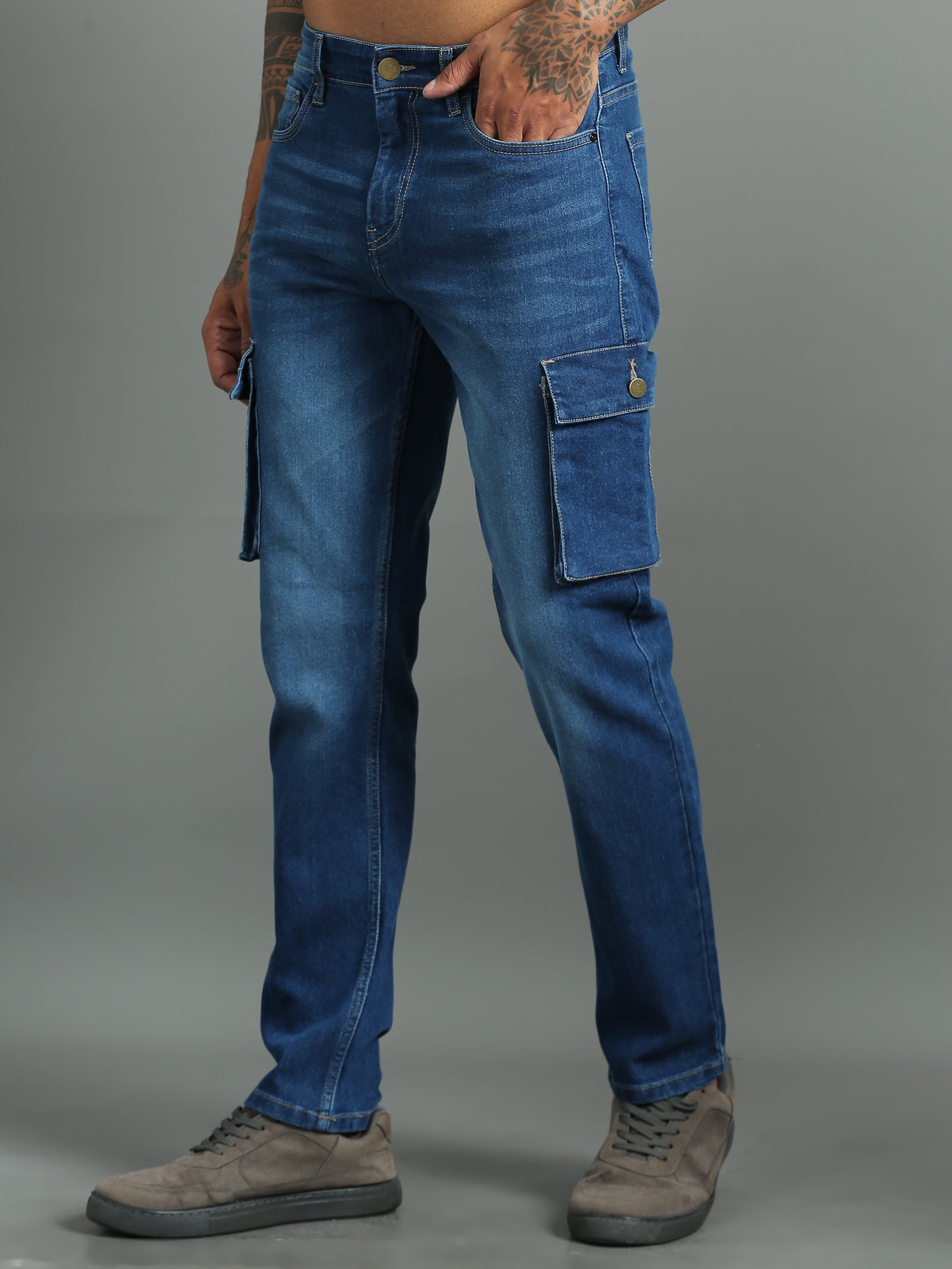 Shadow Light blue cargo jeans for men