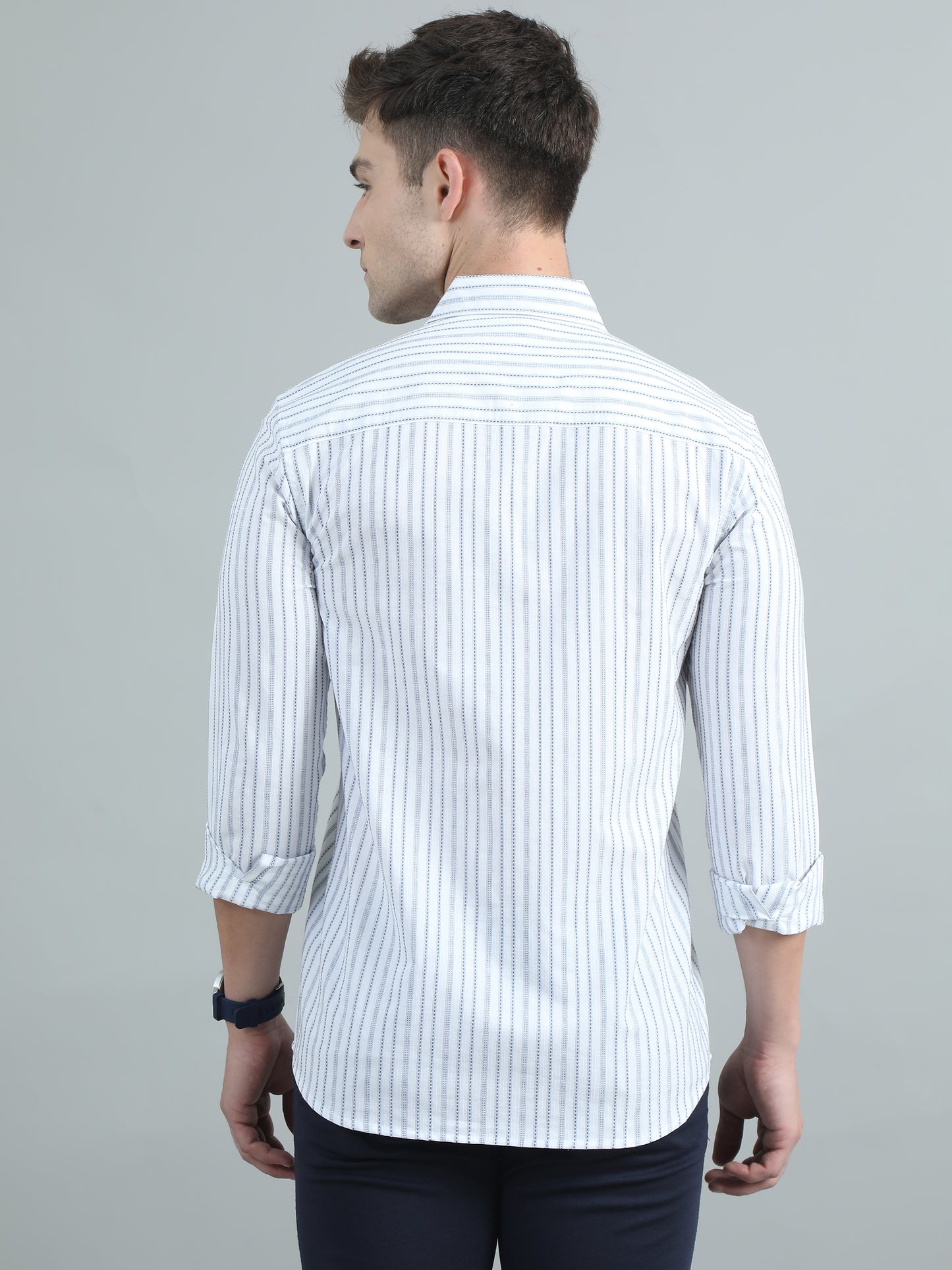 Sky Blue Striped Shirt For Men