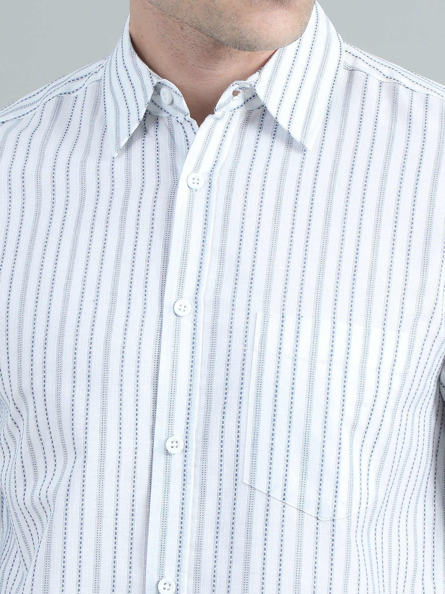Sky Blue Striped Shirt For Men