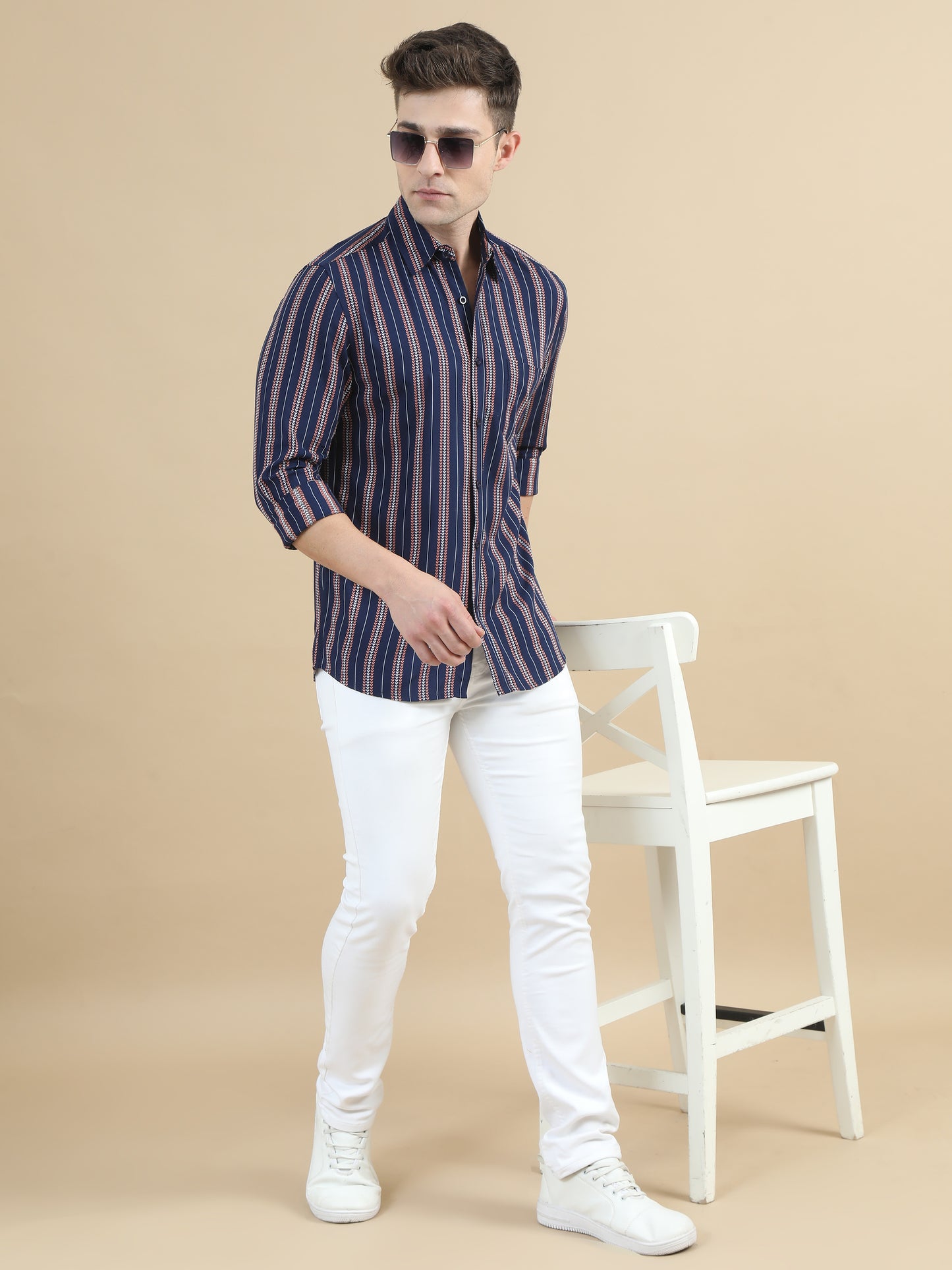 Navy Stripe Shirt For Men
