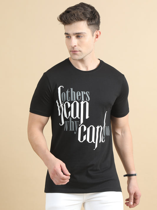 Men black printed t Shirt