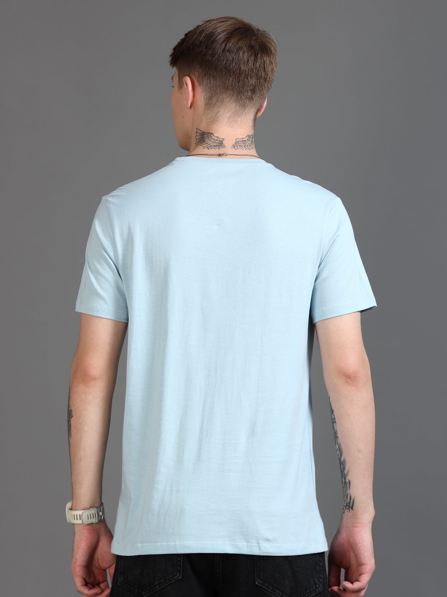 Crew Neck Sky Blue T-Shirt Men