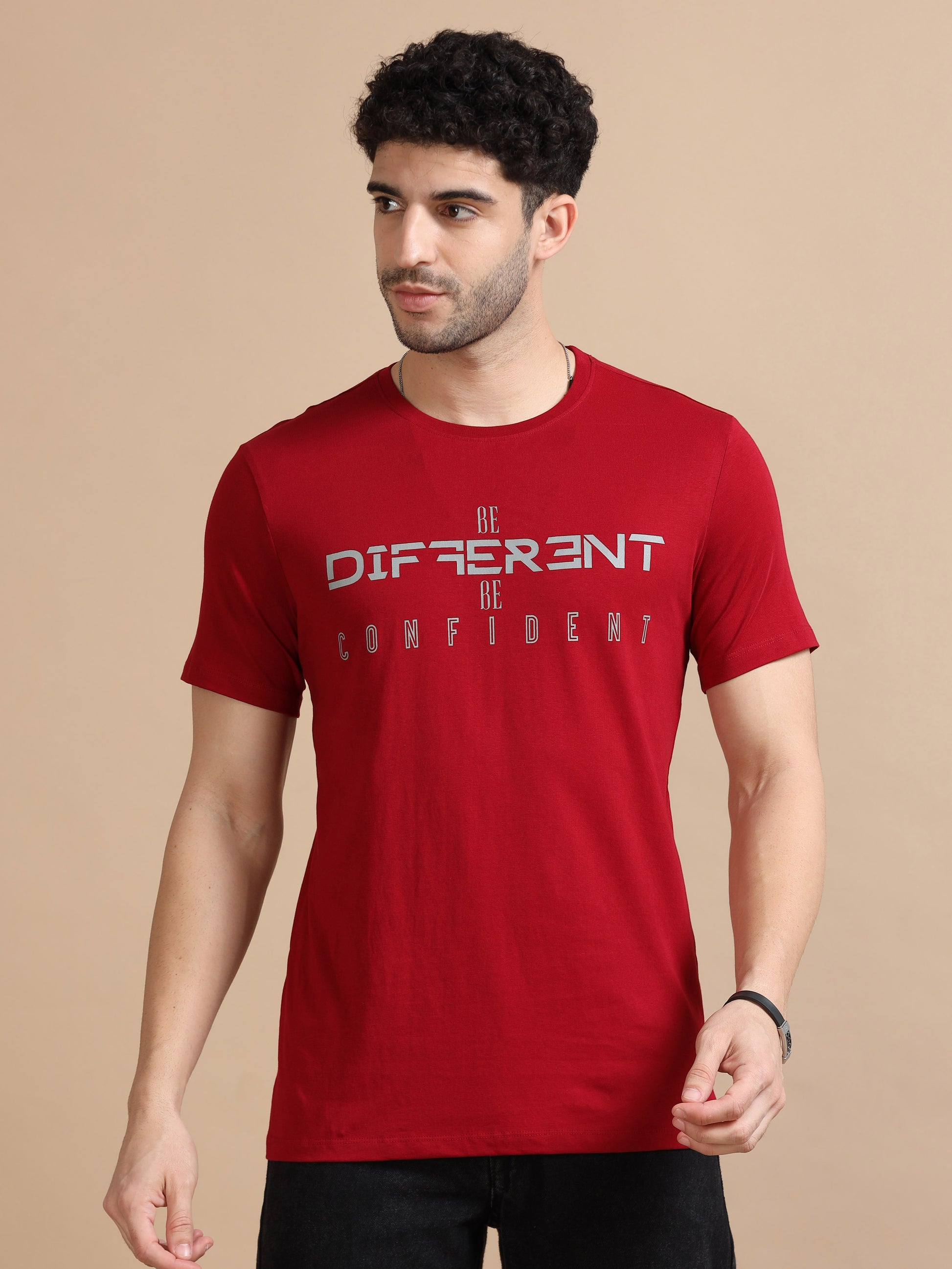 Different Red Printed T Shirt for Men
