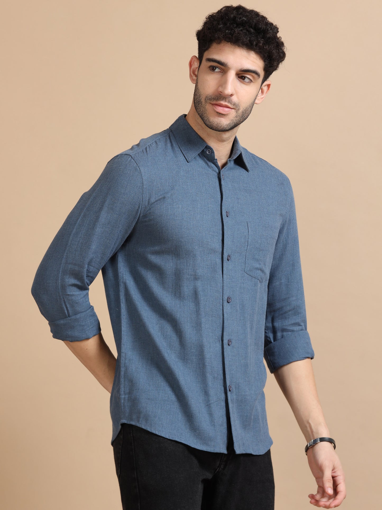 Solid Blue Shirt For Men