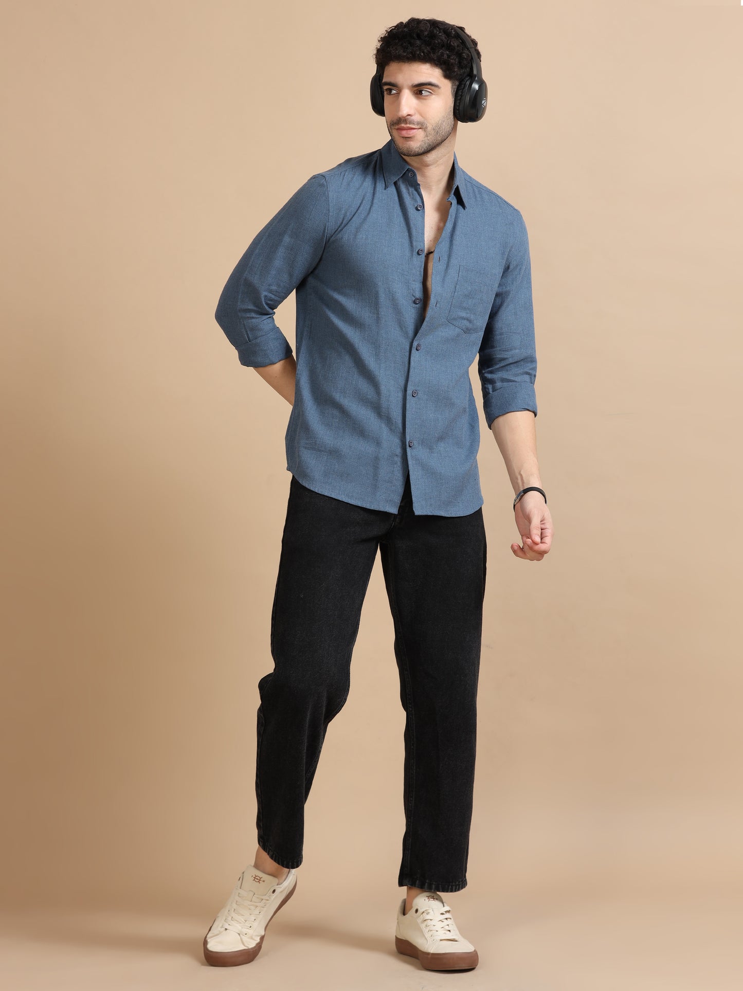 Solid Blue Shirt For Men