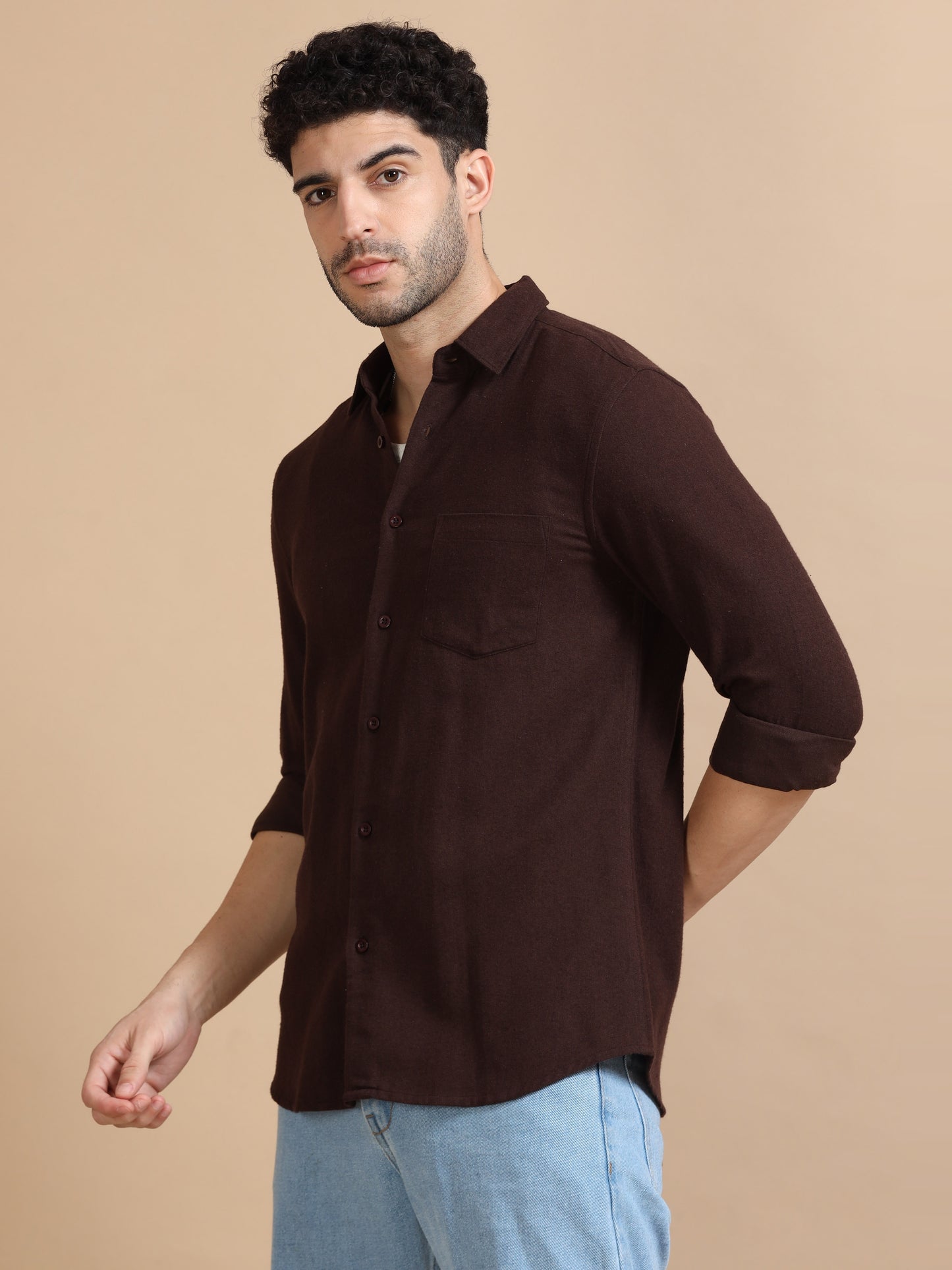Classic Solid Brown Shirt For Men