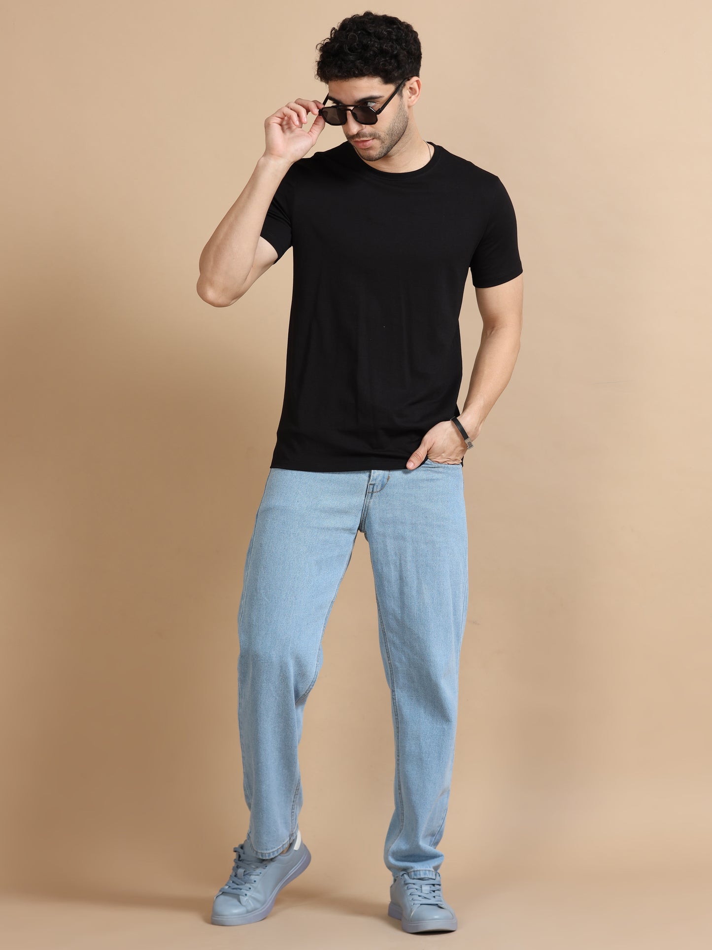 Crew Neck Black T-Shirt for Men