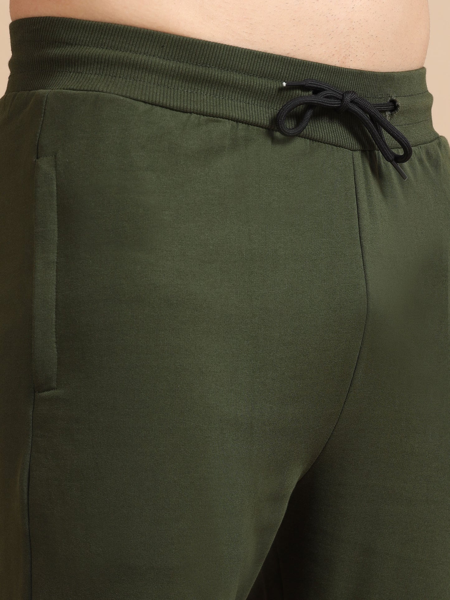 Men Olive Cotton Joggers Pant