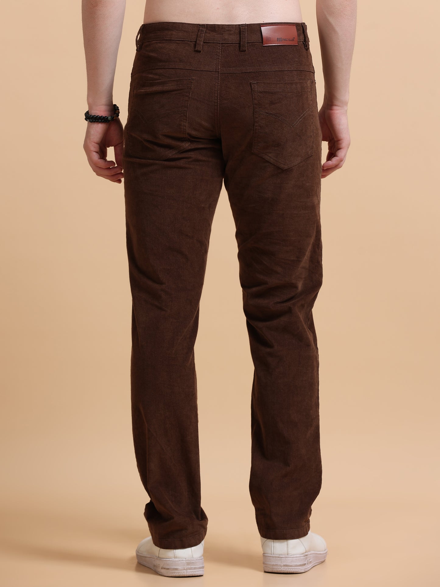 Men Corduroy Trousers-Coffee Brown