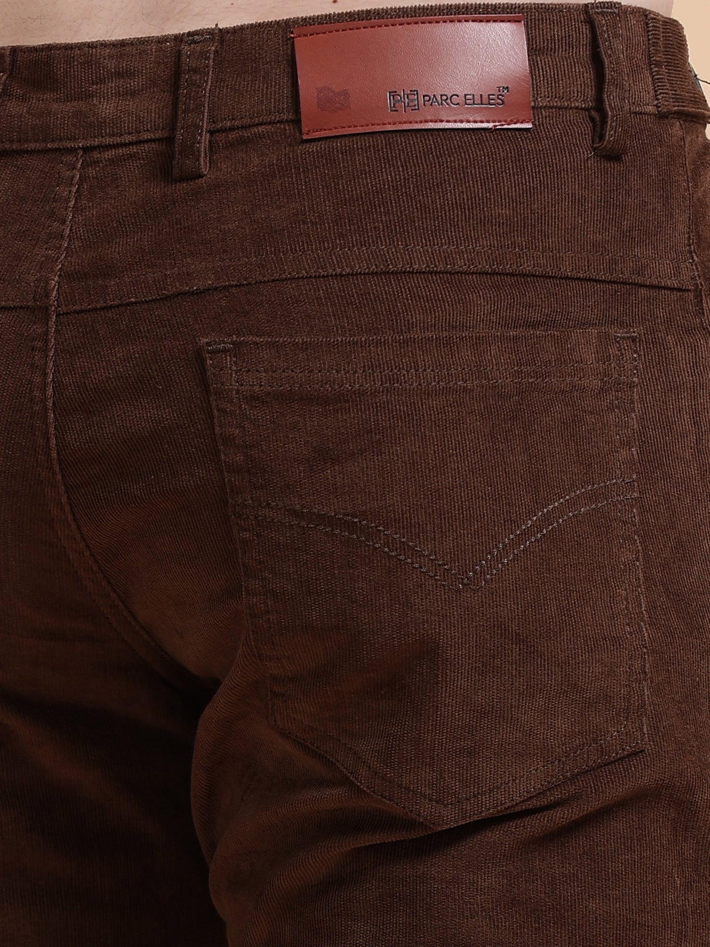 Men Corduroy Trousers-Coffee Brown