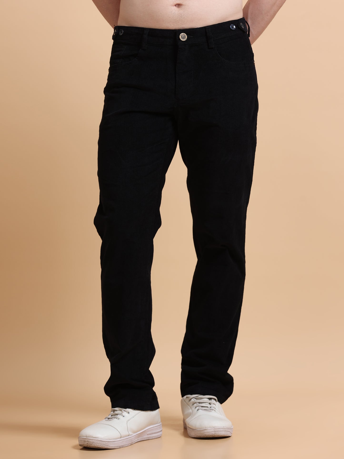 Men Corduroy Trousers-Black