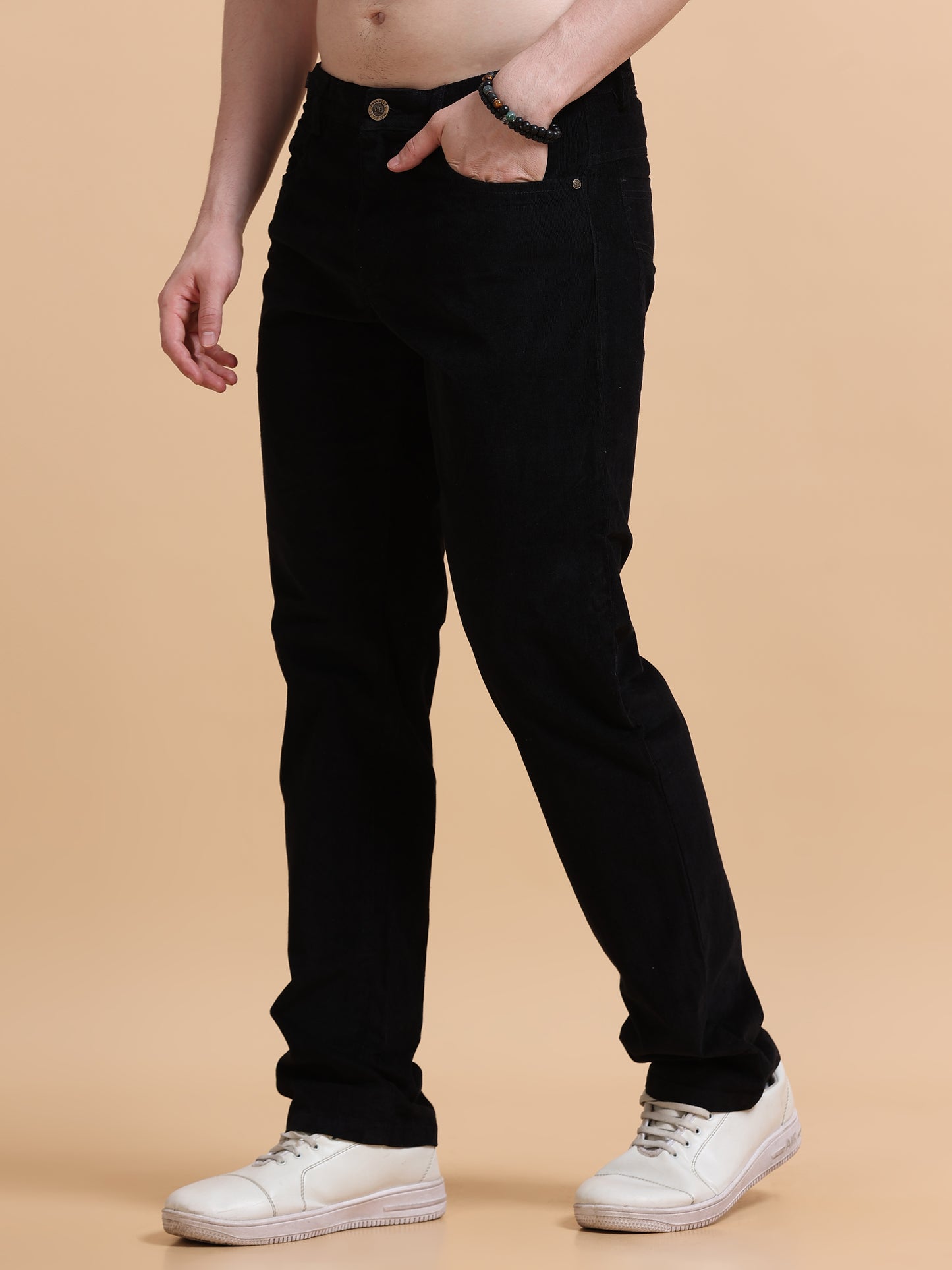 Men Corduroy Trousers-Black