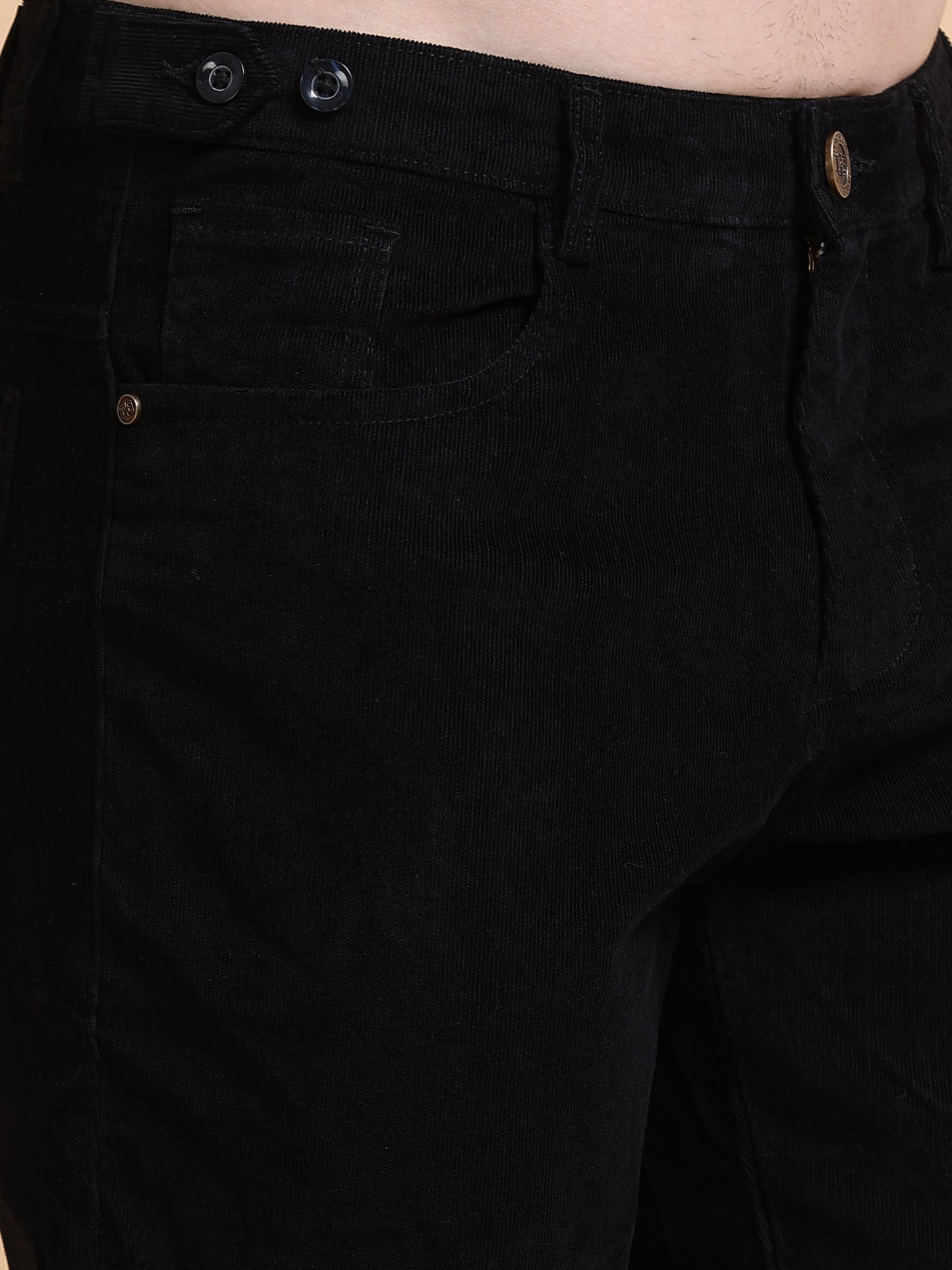 Men Corduroy Trousers-Black