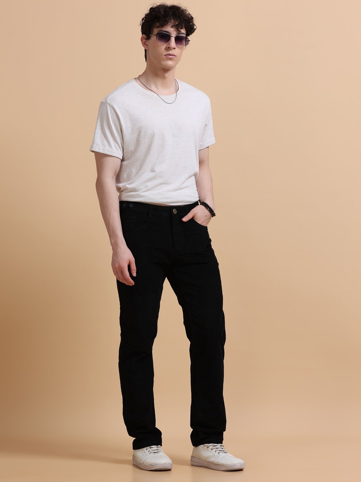 Men Corduroy Trousers-Black