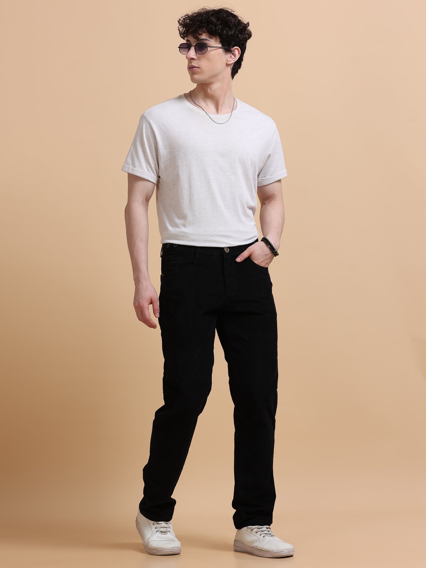 Men Corduroy Trousers-Black