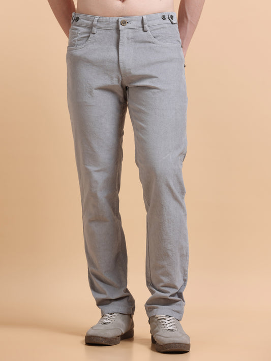 Men Corduroy Trousers-Light Grey