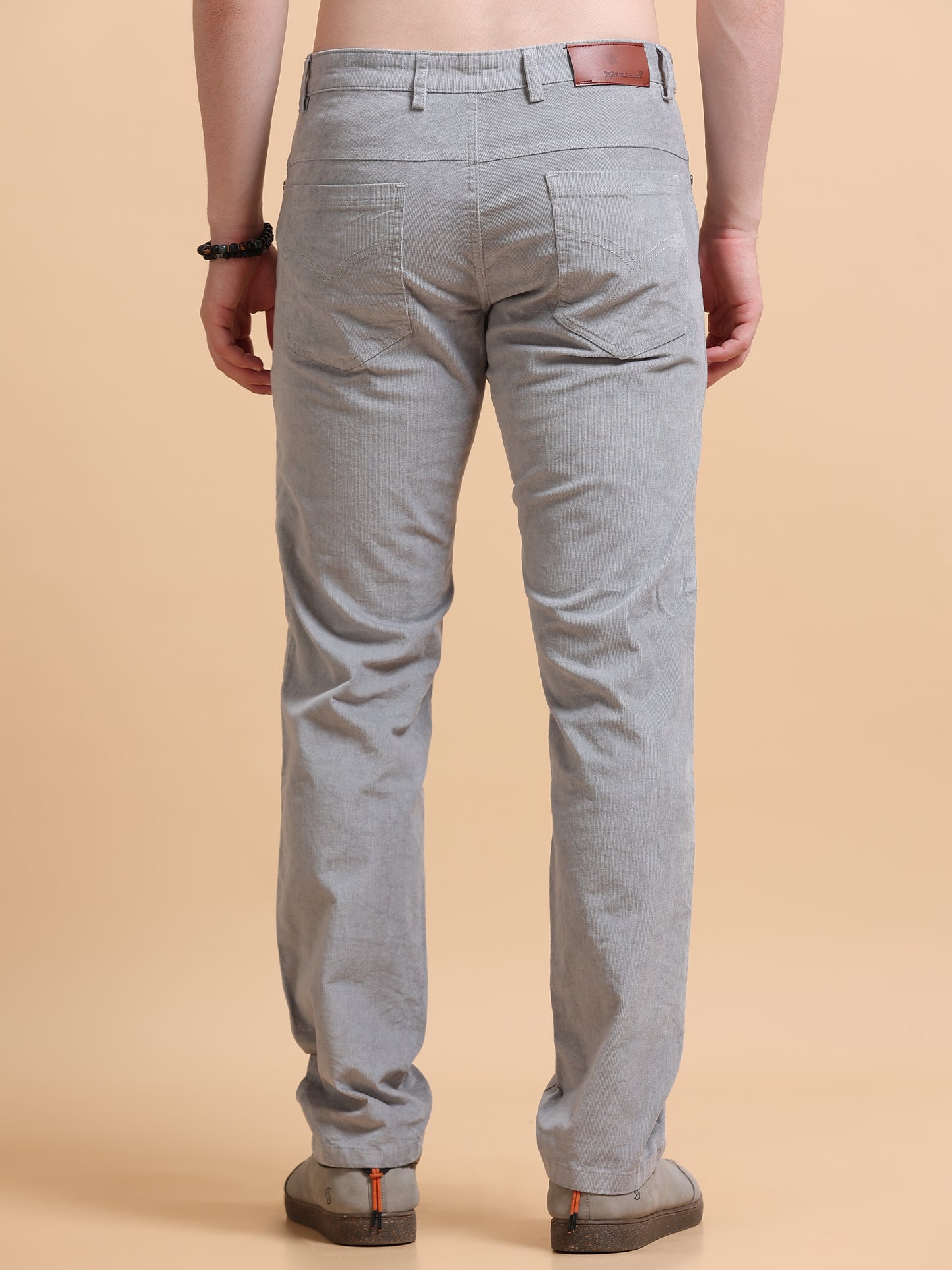 Men Corduroy Trousers-Light Grey