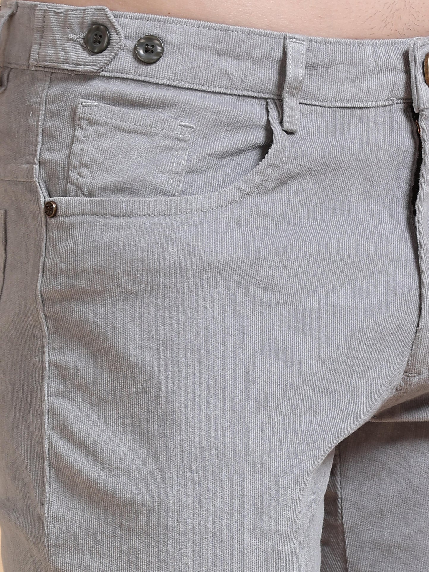 Men Corduroy Trousers-Light Grey