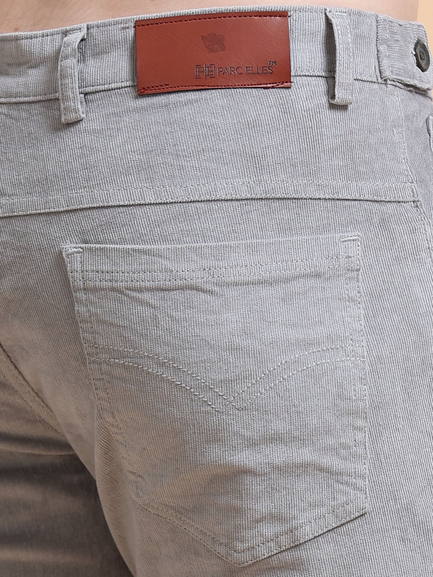 Men Corduroy Trousers-Light Grey