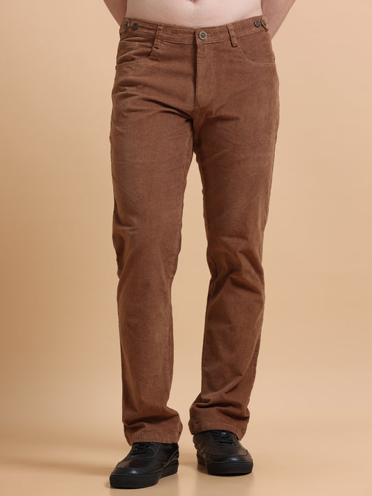 Men Corduroy Trousers-Khaki