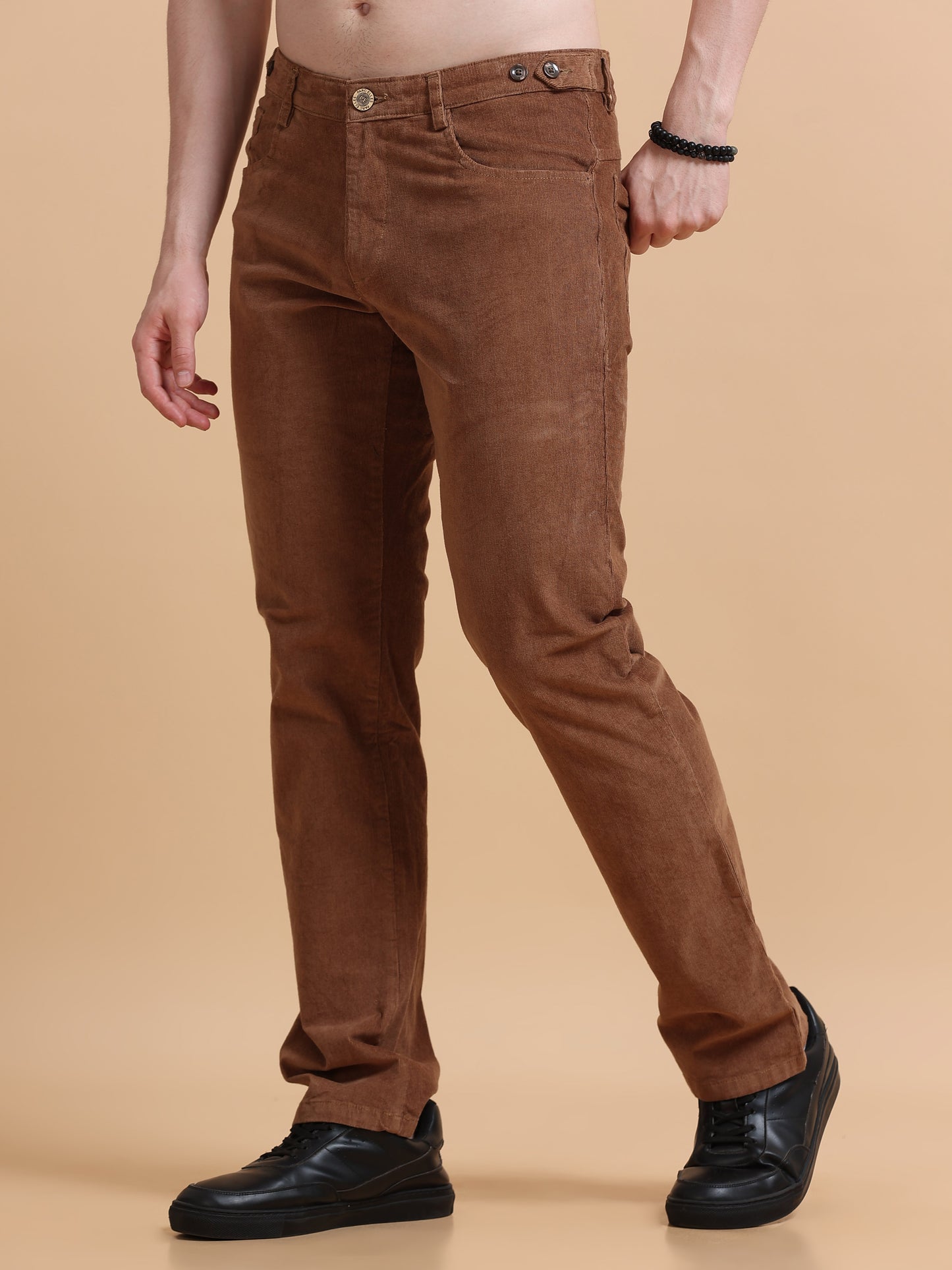Men Corduroy Trousers-Khaki