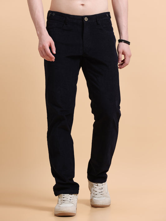 Men Corduroy Trousers-Navy