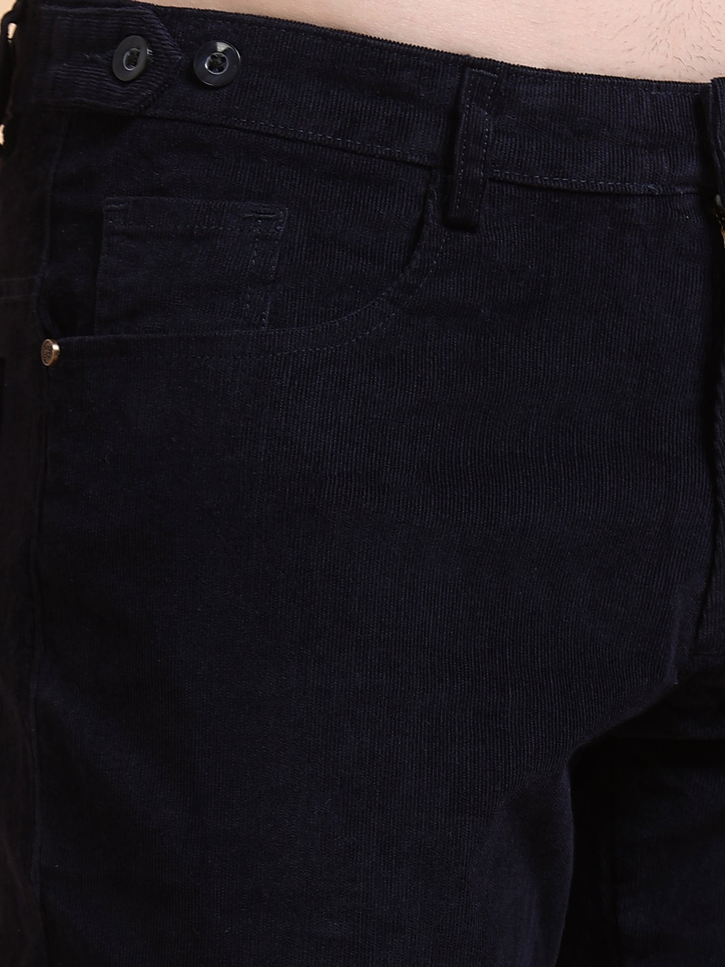 Men Corduroy Trousers-Navy