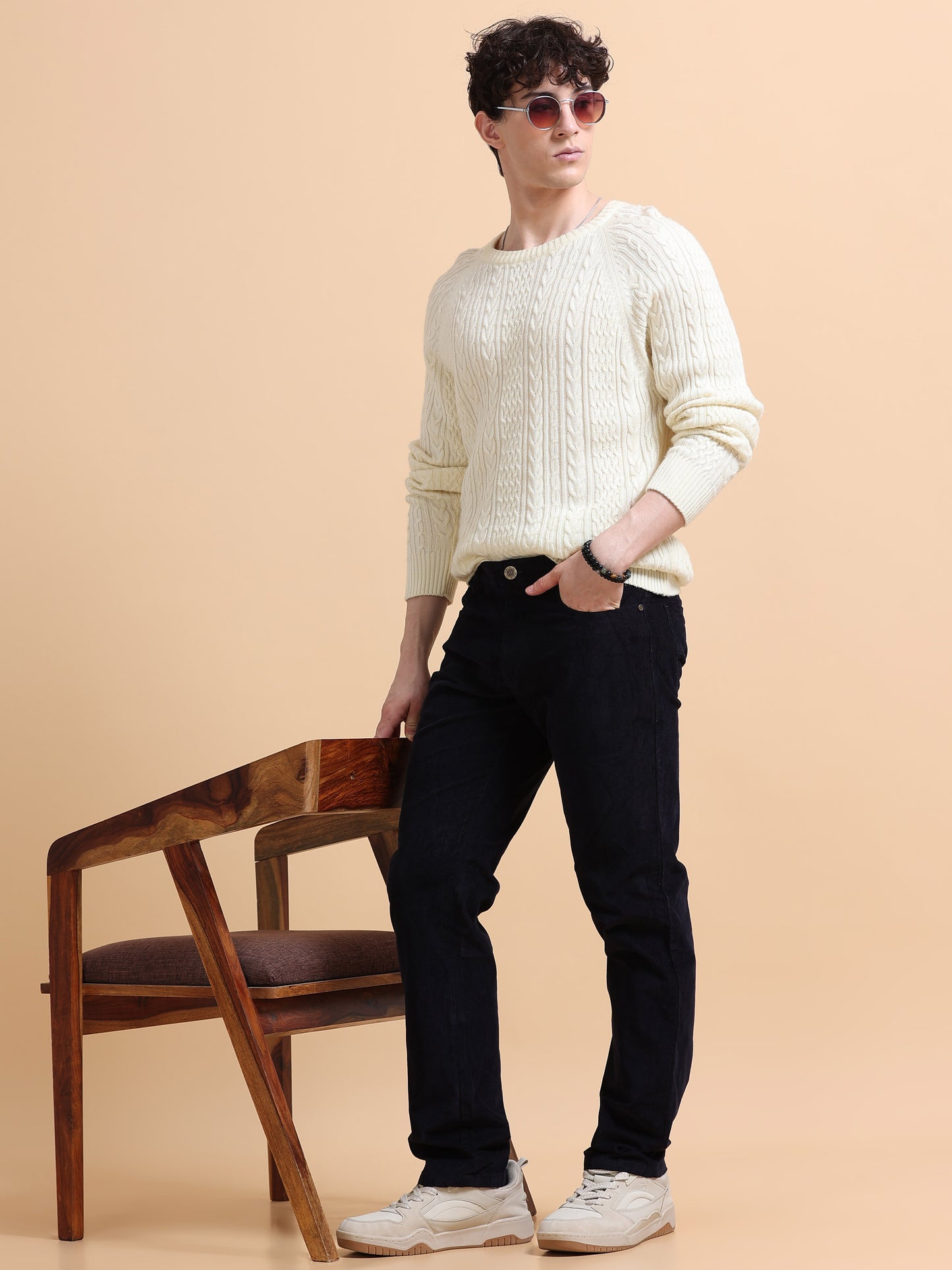 Men Corduroy Trousers-Navy