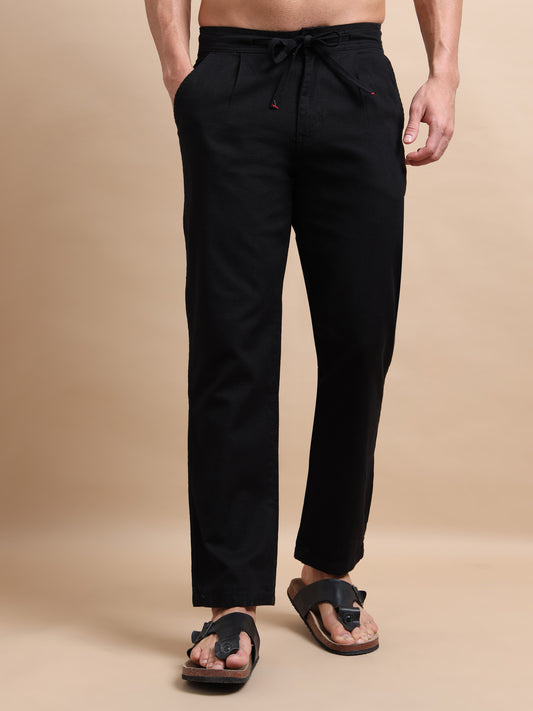 Elite Black Pleated Trouser For Men