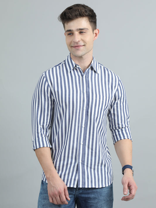 Blue & White Stripe Shirt for Men