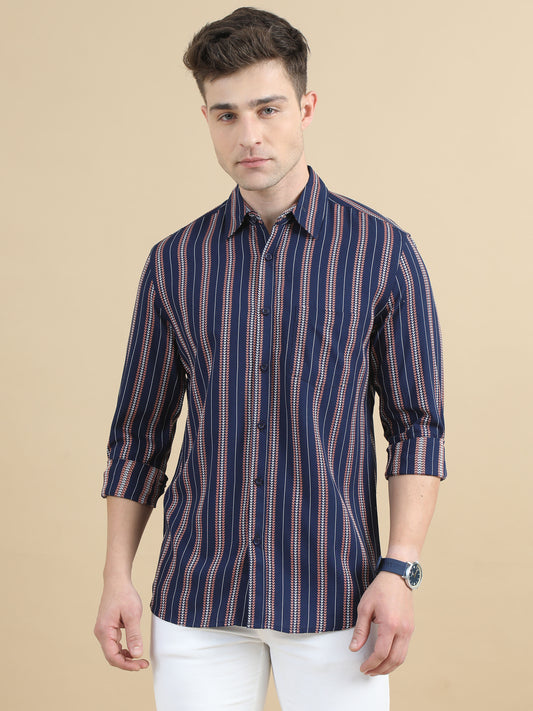 Navy Stripe Shirt For Men