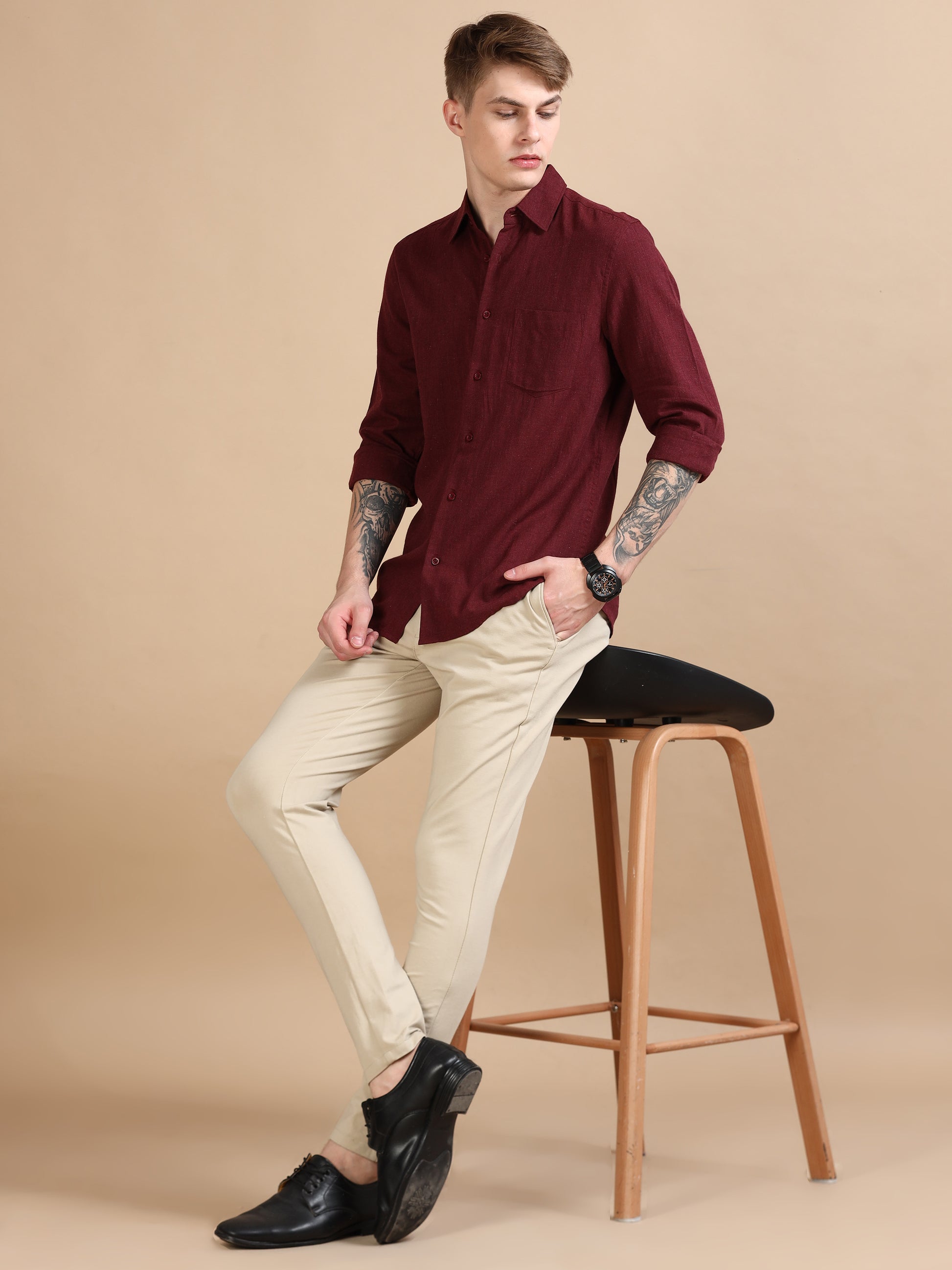 Buy Classic Grey Maroon Solid Colour Shirt For Men Online Buy Classic Grey Maroon Solid Colour Shirt For Men Online