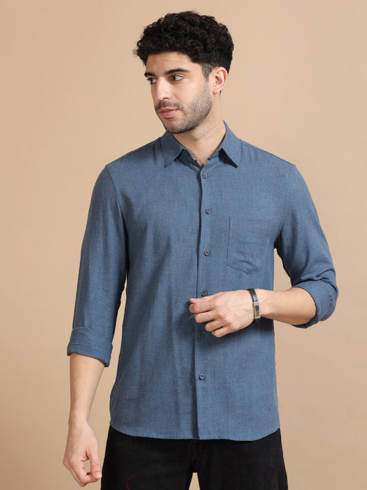 Solid Blue Shirt For Men